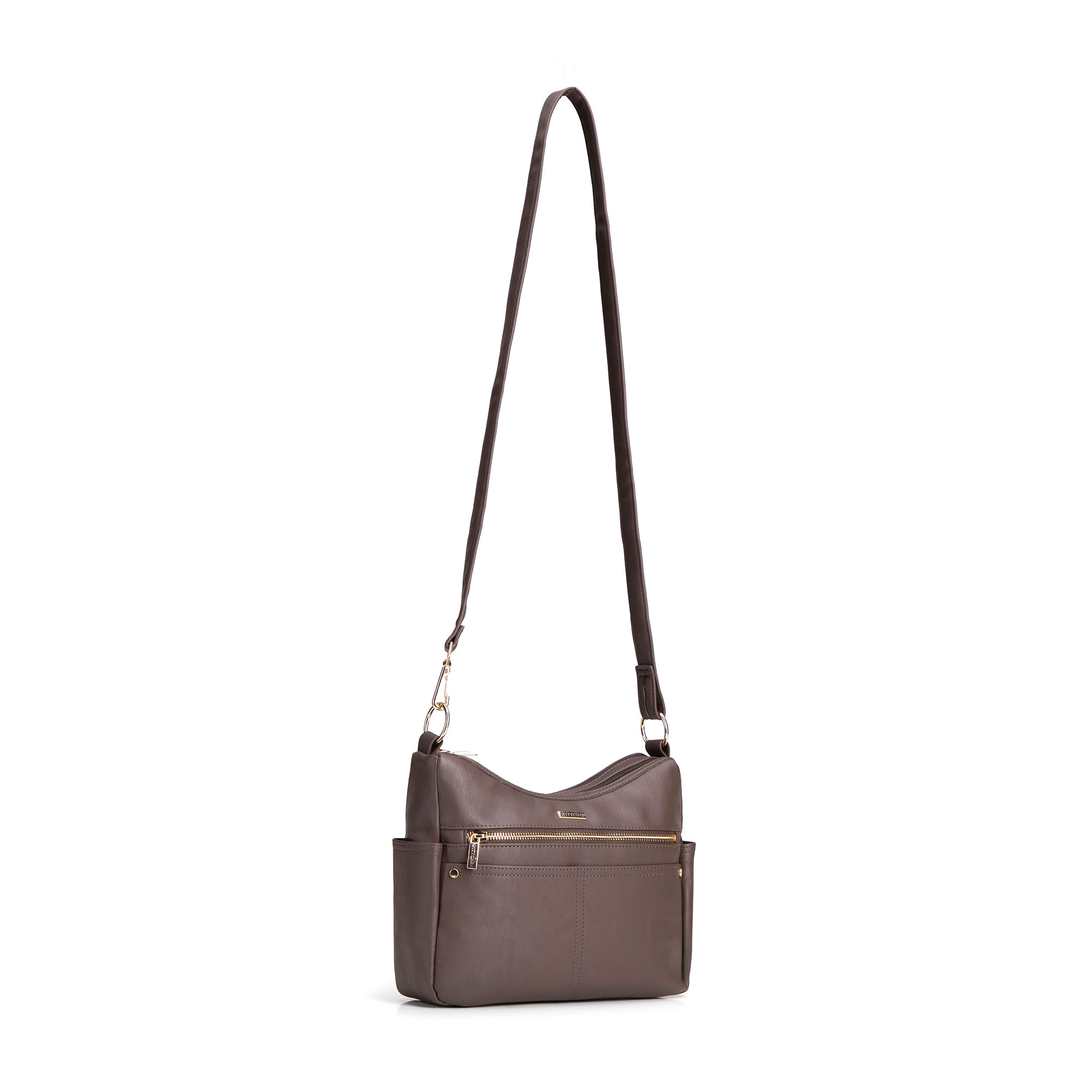 Tmavohnedá dámska crossbody kabelka Wittchen z polyesteru s elegantným vzhľadom, Vyberte variant tmavohnedá