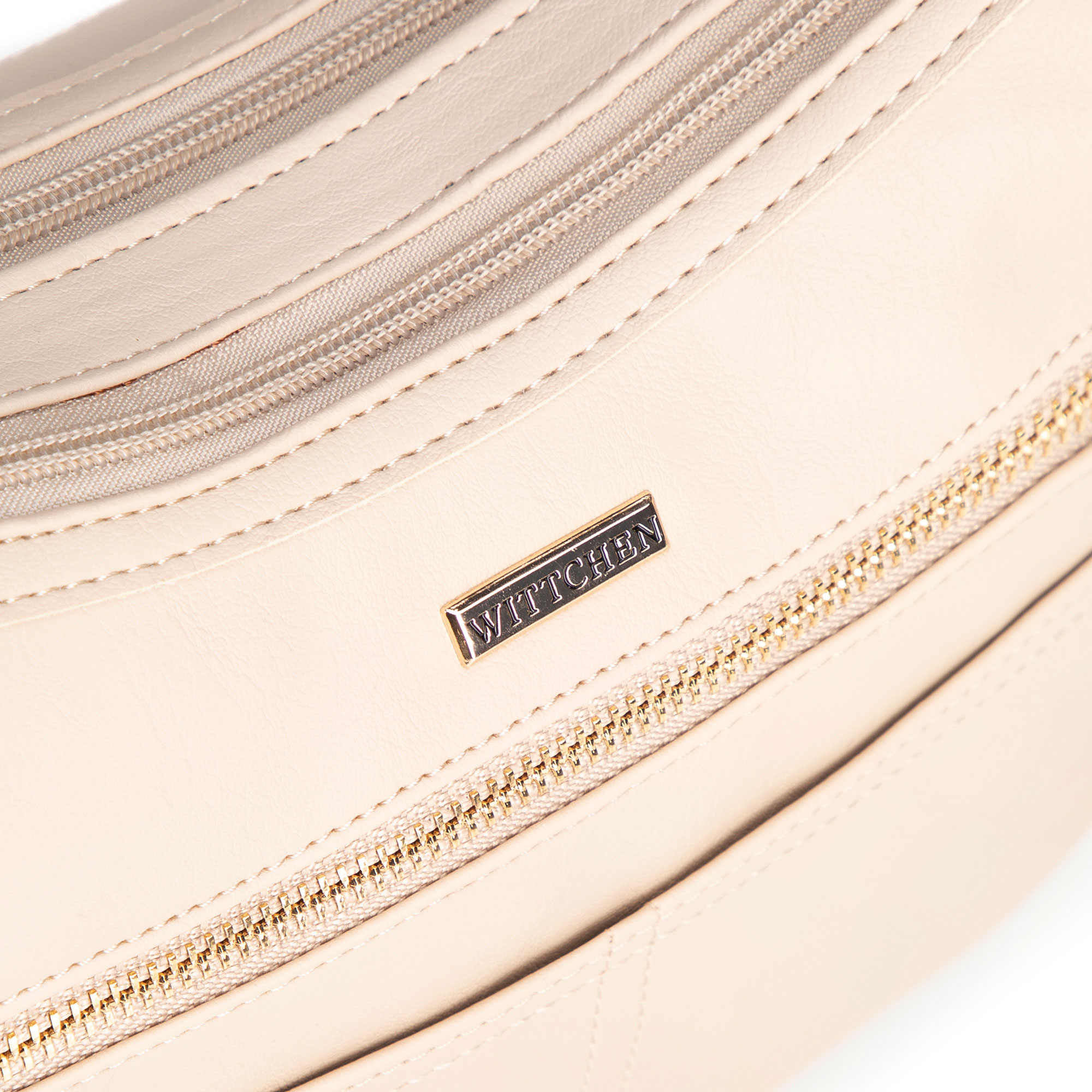 Krémová dámska crossbody kabelka Wittchen z polyesteru s elegantným vzhľadom, Vyberte variant krémová