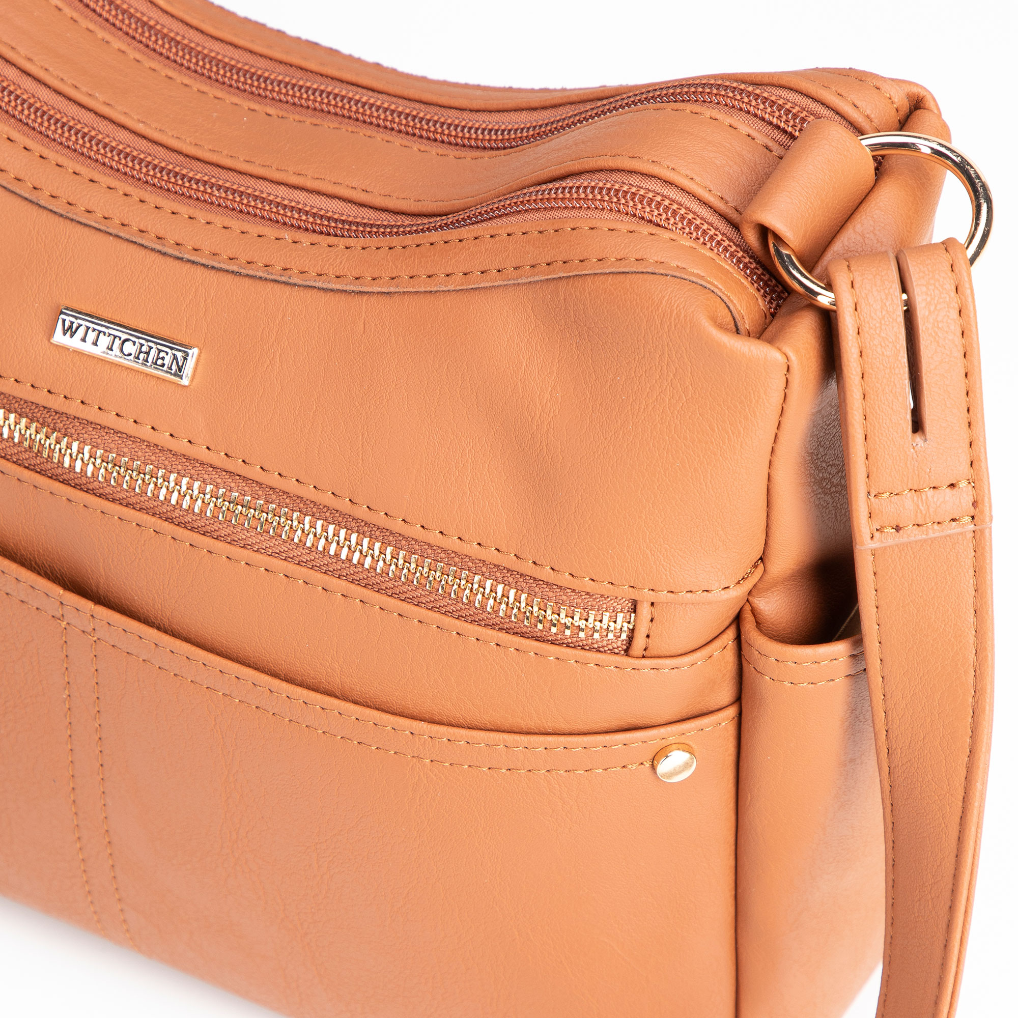 Svetlohnedá dámska crossbody kabelka Wittchen z polyesteru s elegantným vzhľadom, Vyberte variant svetlohnedá