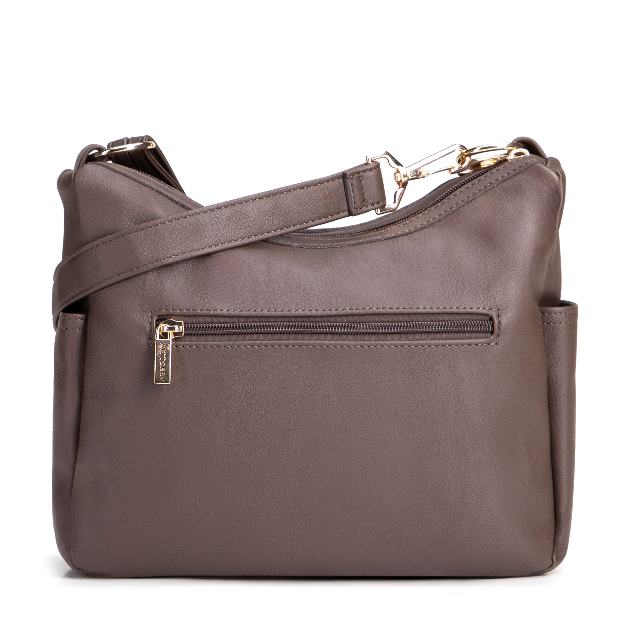 Tmavohnedá dámska crossbody kabelka Wittchen z polyesteru s elegantným vzhľadom, Vyberte variant tmavohnedá