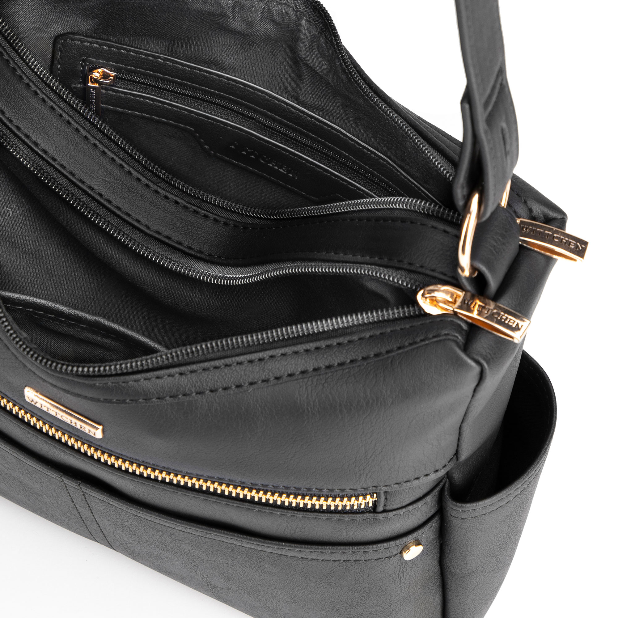 Čierna dámska crossbody kabelka Wittchen z polyesteru s elegantným vzhľadom, Vyberte variant čierna