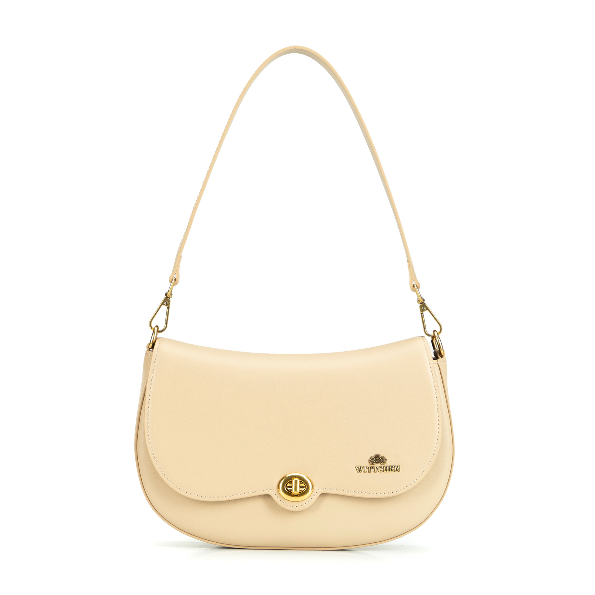Béžová dámska crossbody kabelka Wittchen z prírodnej kože s jemným vzhľadom, Vyberte variant béžová