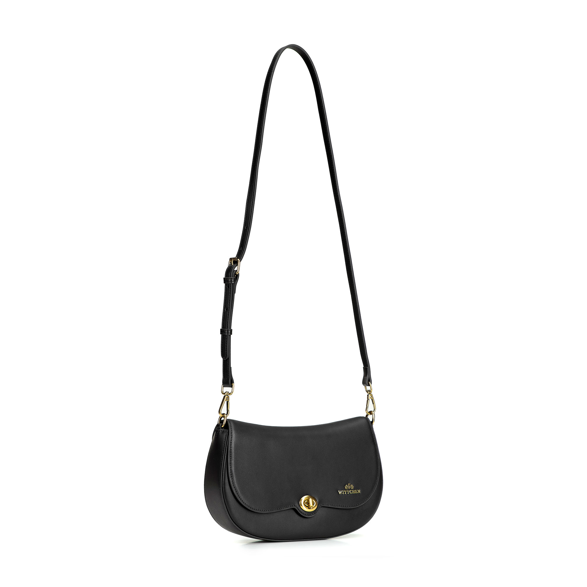 Čierna dámska crossbody kabelka Wittchen z prírodnej kože s jemným dizajnom, Vyberte variant čierna