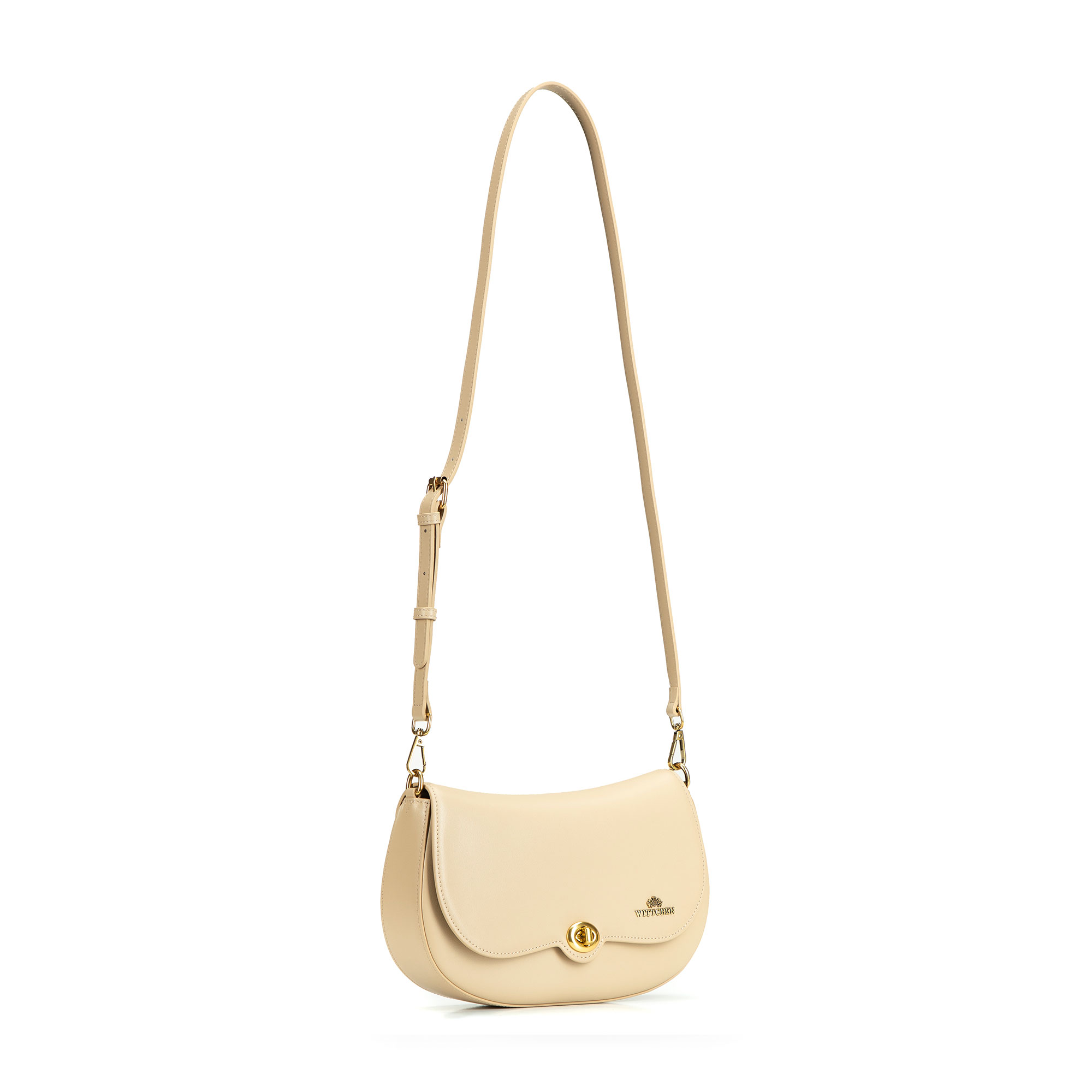 Béžová dámska crossbody kabelka Wittchen z prírodnej kože s jemným vzhľadom, Vyberte variant béžová