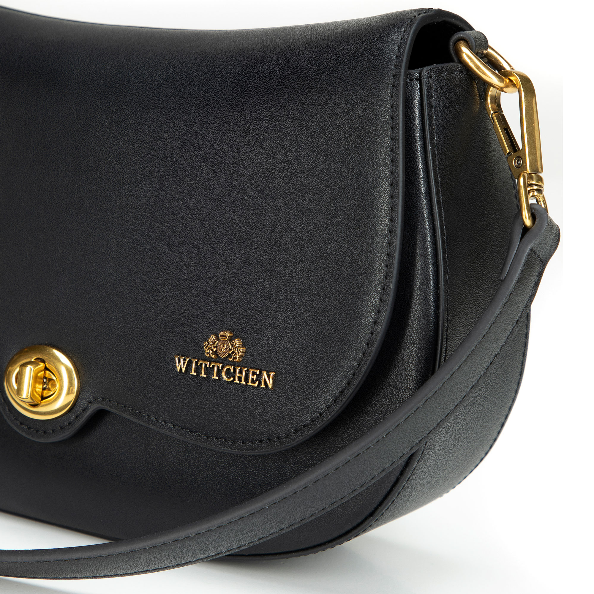 Čierna dámska crossbody kabelka Wittchen z prírodnej kože s jemným dizajnom, Vyberte variant čierna