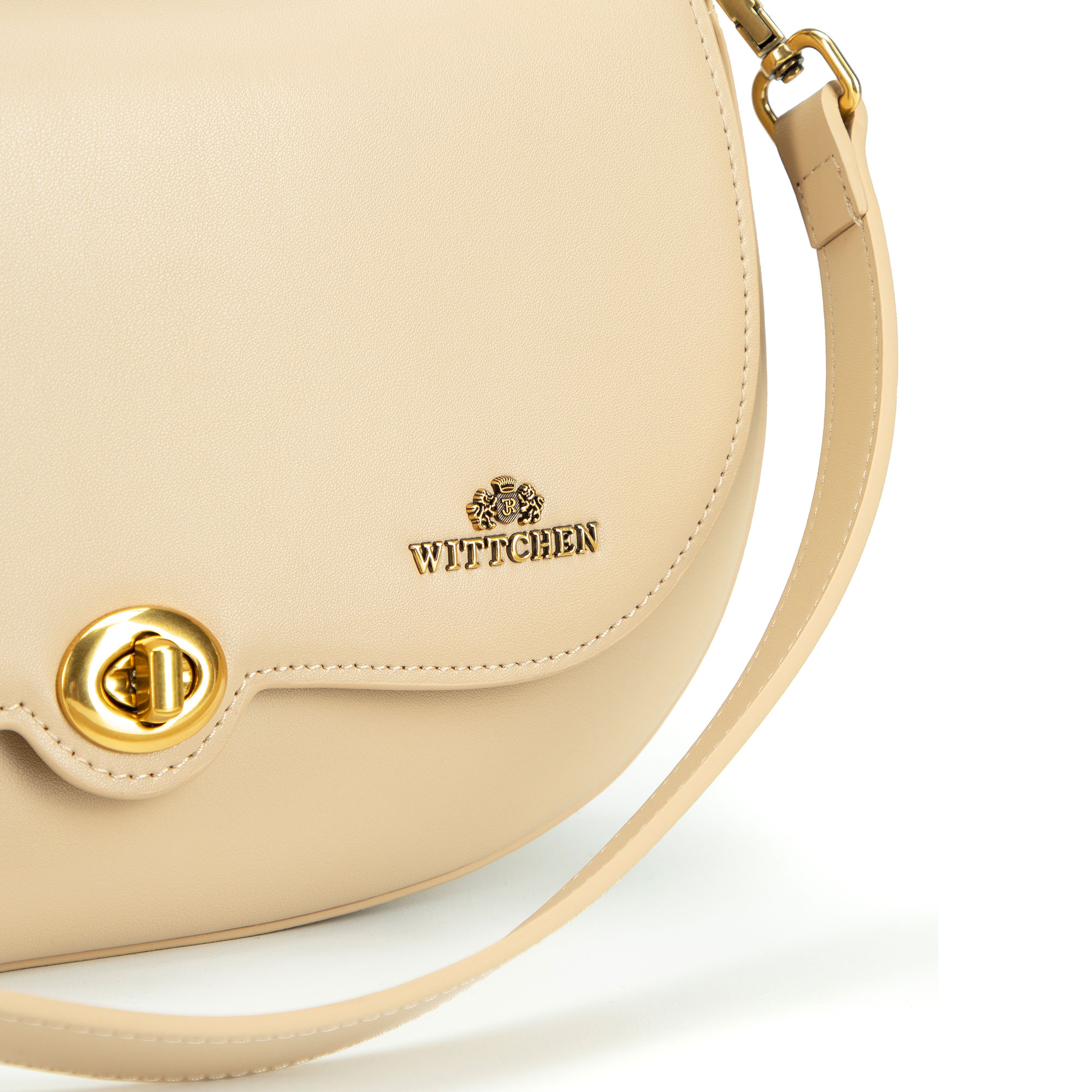 Béžová dámska crossbody kabelka Wittchen z prírodnej kože s jemným vzhľadom, Vyberte variant béžová