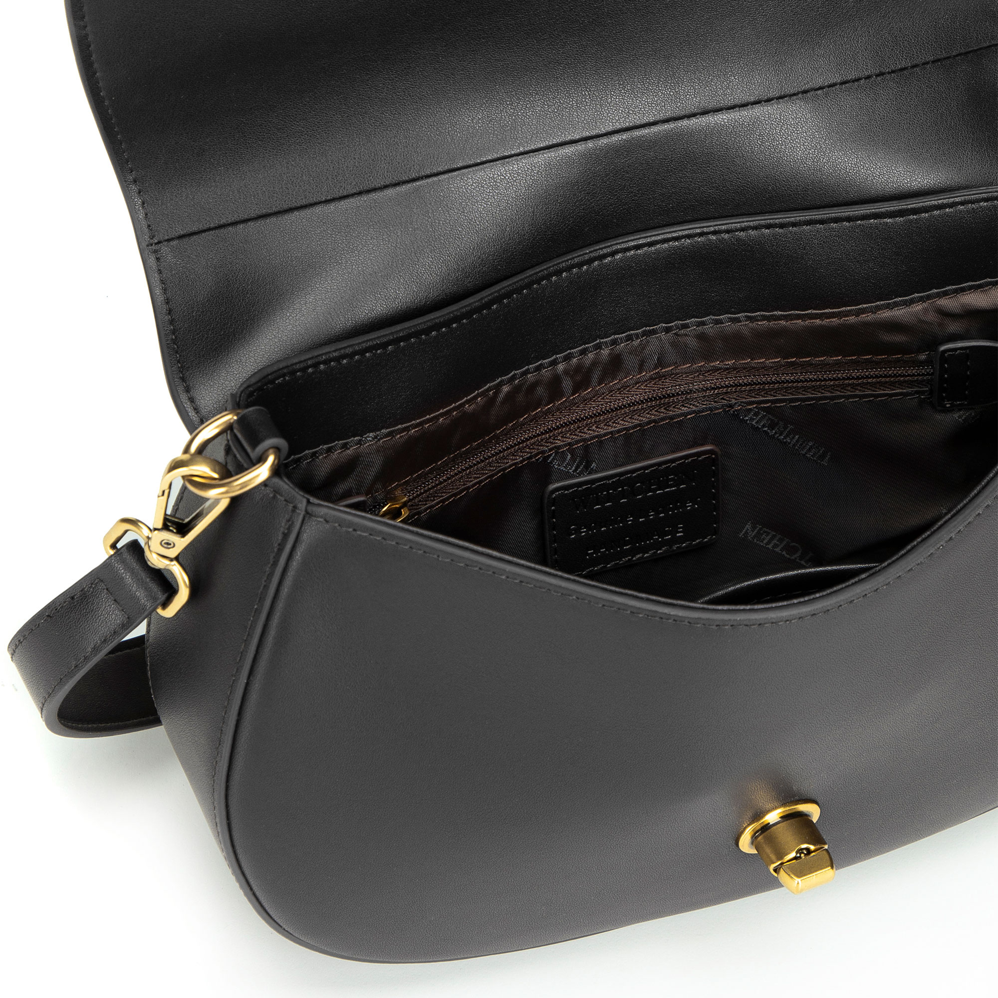 Čierna dámska crossbody kabelka Wittchen z prírodnej kože s jemným dizajnom, Vyberte variant čierna