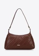 Women's quilted faux leather baguette bag, brown, 97-4Y-609-4, Photo 1