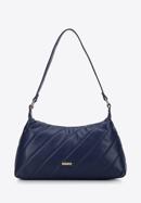 Women's quilted faux leather baguette bag, dark blue, 97-4Y-609-4, Photo 1