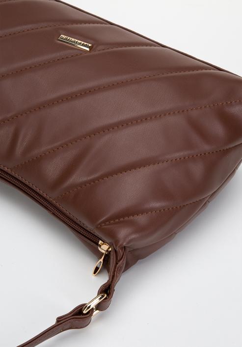 Damska torebka na ramię pikowana trapezowa, brązowy, 97-4Y-609-1, Zdjęcie 4