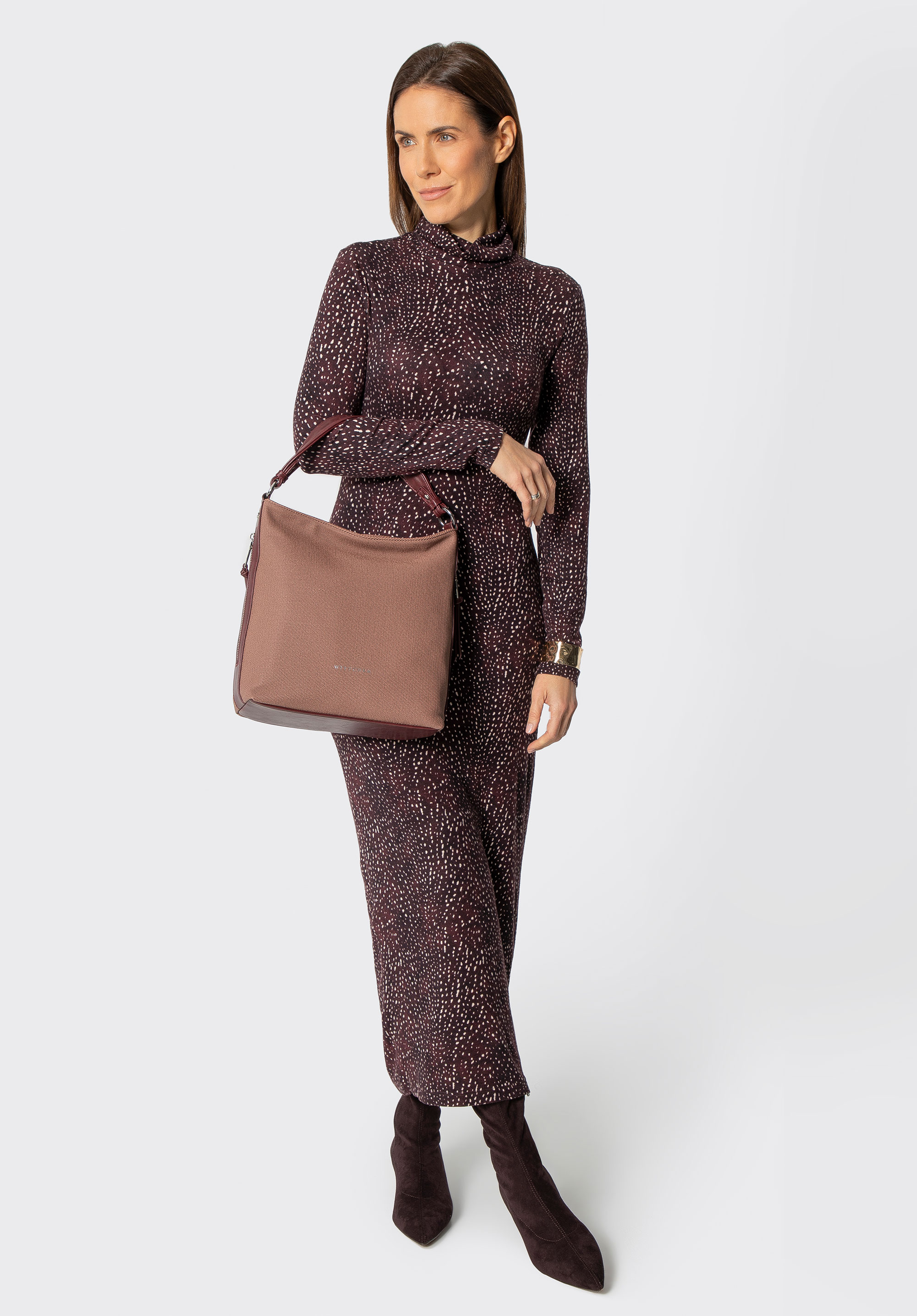 Damska torebka na ramię z rączką z ekoskóry, bordowy, 101-4Y-715-3, Zdjęcie 1