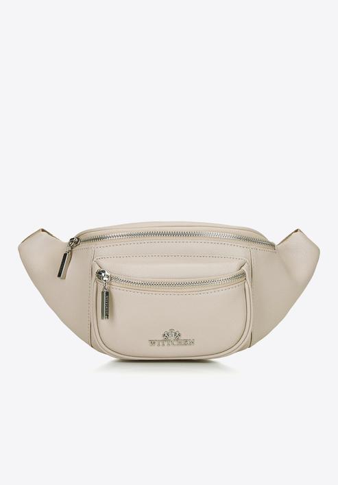 Women's leather waist bag with a pocket I WITTCHEN