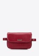 Women's faux leather croc print waist bag, red, 95-3Y-533-4, Photo 1