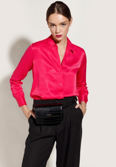 Women's faux leather croc print waist bag, black, 95-3Y-533-4, Photo 15
