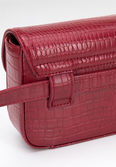 Women's faux leather croc print waist bag, red, 95-3Y-533-4, Photo 4