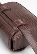 Women's faux leather croc print waist bag, dark brown, 95-3Y-533-4, Photo 4