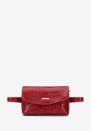 Women's croc faux leather waist bag, red, 96-3Y-221-3, Photo 1