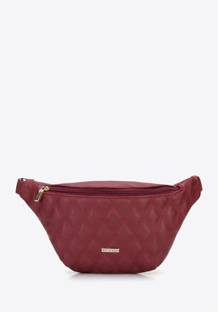 Quilted faux leather waist bag, dar red, 95-2Y-510-3, Photo 1