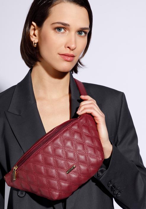 Quilted faux leather waist bag, dar red, 95-2Y-510-7, Photo 15
