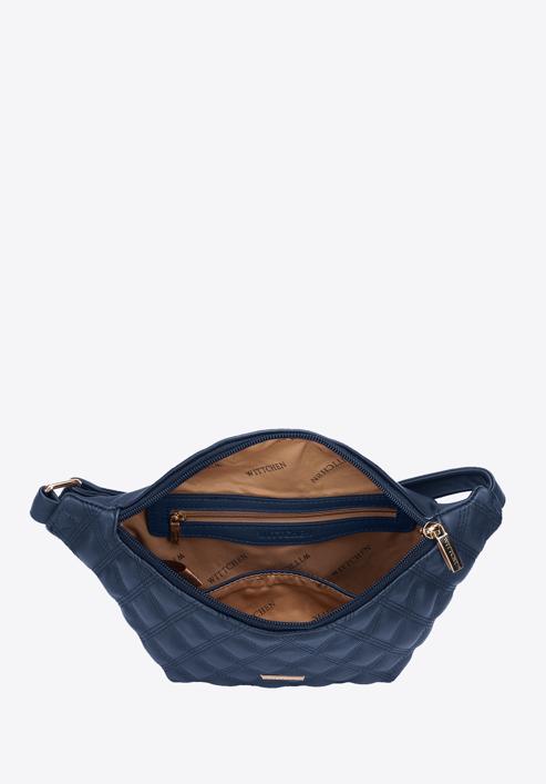 Quilted faux leather waist bag, navy blue, 95-2Y-510-7, Photo 3