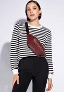 Women's croc-embossed leather waist bag, burgundy, 95-3E-651-33, Photo 15