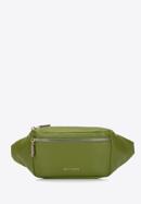 Women's plain leather waist bag, green, 98-3E-617-P, Photo 1