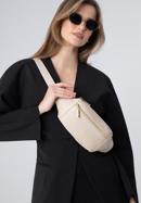 Women's plain leather waist bag, light beige, 98-3E-617-P, Photo 15