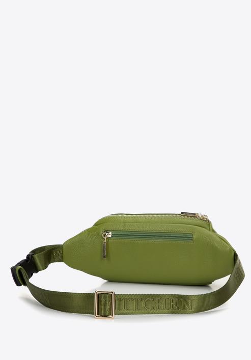 Women's plain leather waist bag, green, 98-3E-617-Z, Photo 2