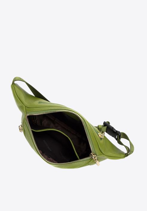 Women's plain leather waist bag, green, 98-3E-617-Z, Photo 3