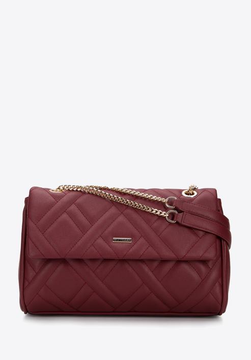 Women's quilted flap bag, red, 95-4Y-516-1, Photo 1