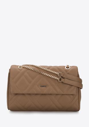 Women's quilted flap bag, beige, 95-4Y-516-9, Photo 1