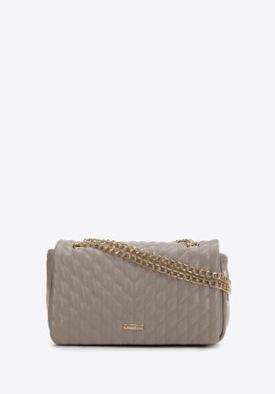 Quilted faux leather flap bag, beige grey, 97-4Y-604-9, Photo 1