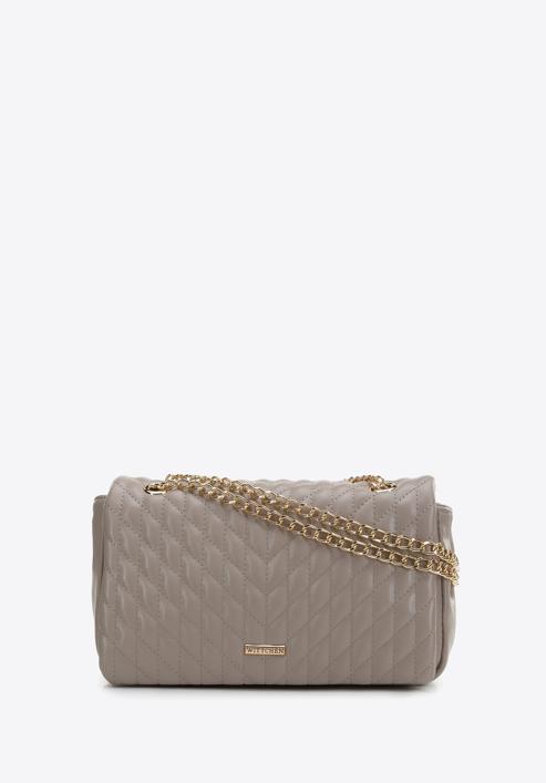 Quilted faux leather flap bag, beige grey, 97-4Y-604-1, Photo 1