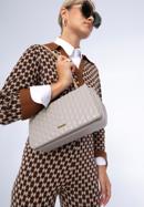 Quilted faux leather flap bag, beige grey, 97-4Y-604-1, Photo 15
