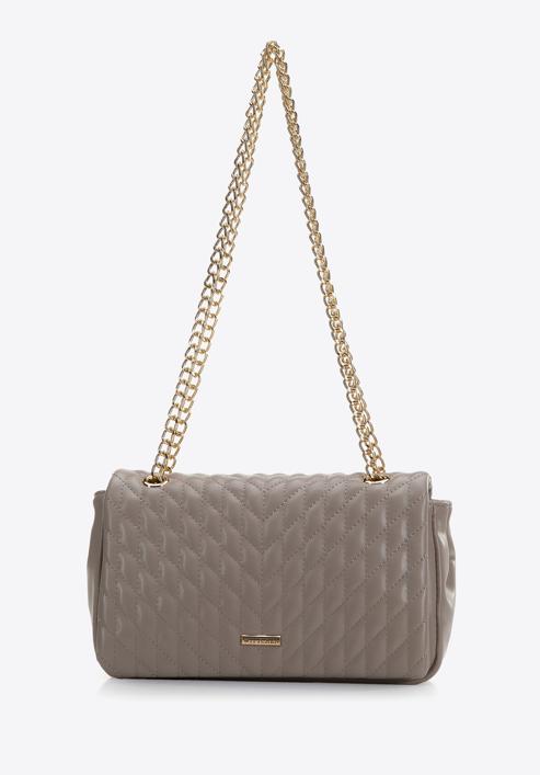 Quilted faux leather flap bag, beige grey, 97-4Y-604-1, Photo 2