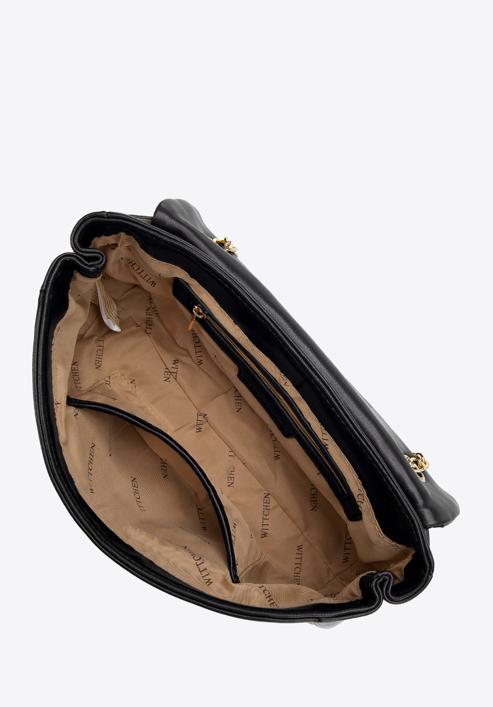 Damska torebka pikowana w jodełkę, czarny, 97-4Y-604-F, Zdjęcie 4