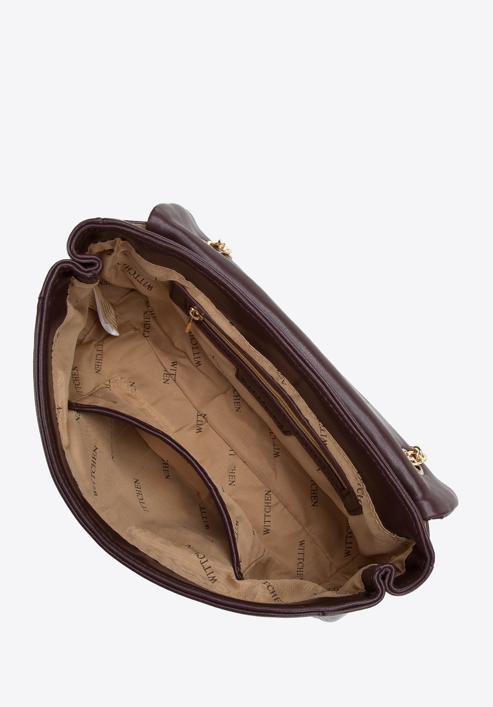 Damska torebka pikowana w jodełkę, śliwkowy, 97-4Y-604-1, Zdjęcie 4