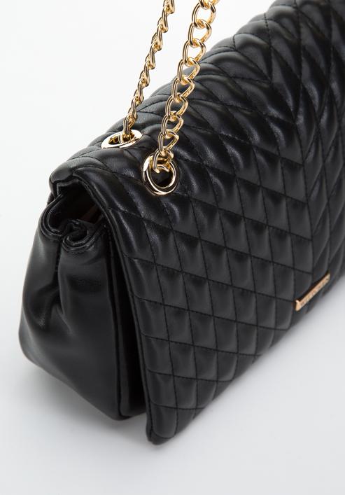 Quilted faux leather flap bag, black, 97-4Y-604-1, Photo 5