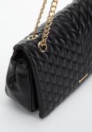 Quilted faux leather flap bag, black, 97-4Y-604-9, Photo 5