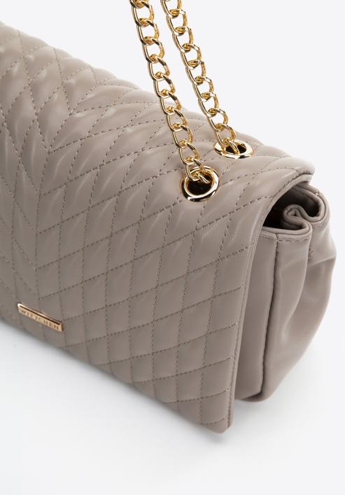 Quilted faux leather flap bag, beige grey, 97-4Y-604-1, Photo 5