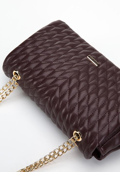Quilted faux leather flap bag, plum, 97-4Y-604-1, Photo 5