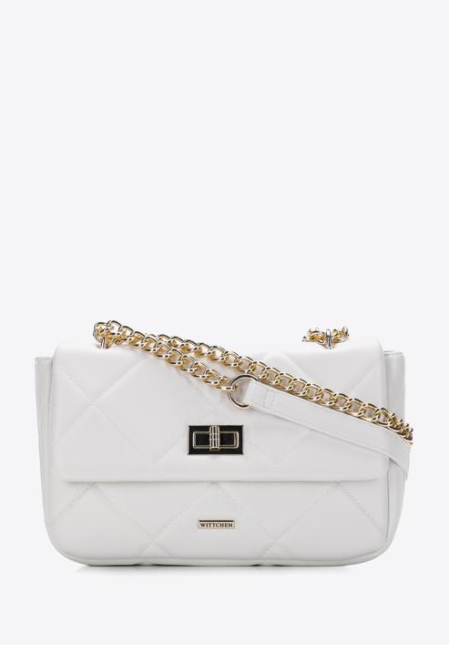 Women's quilted faux leather crossbody bag, off white, 97-4Y-229-4, Photo 1