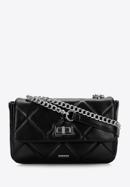 Women's quilted faux leather crossbody bag, black-graphite, 97-4Y-229-9, Photo 1