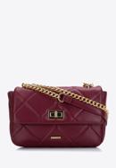 Women's quilted faux leather crossbody bag, burgundy, 97-4Y-229-P, Photo 1