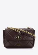 Women's quilted faux leather crossbody bag, dark brown, 97-4Y-229-P, Photo 1