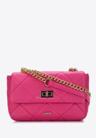 Women's quilted faux leather crossbody bag, pink, 97-4Y-229-P, Photo 1