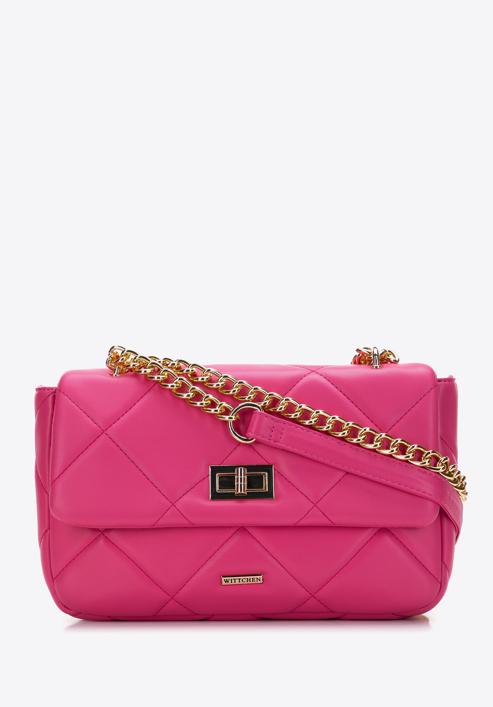 Women's quilted faux leather crossbody bag, pink, 97-4Y-229-4, Photo 1