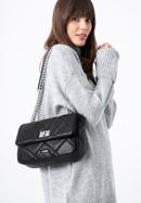 Women's quilted faux leather crossbody bag, black-graphite, 97-4Y-229-9, Photo 15