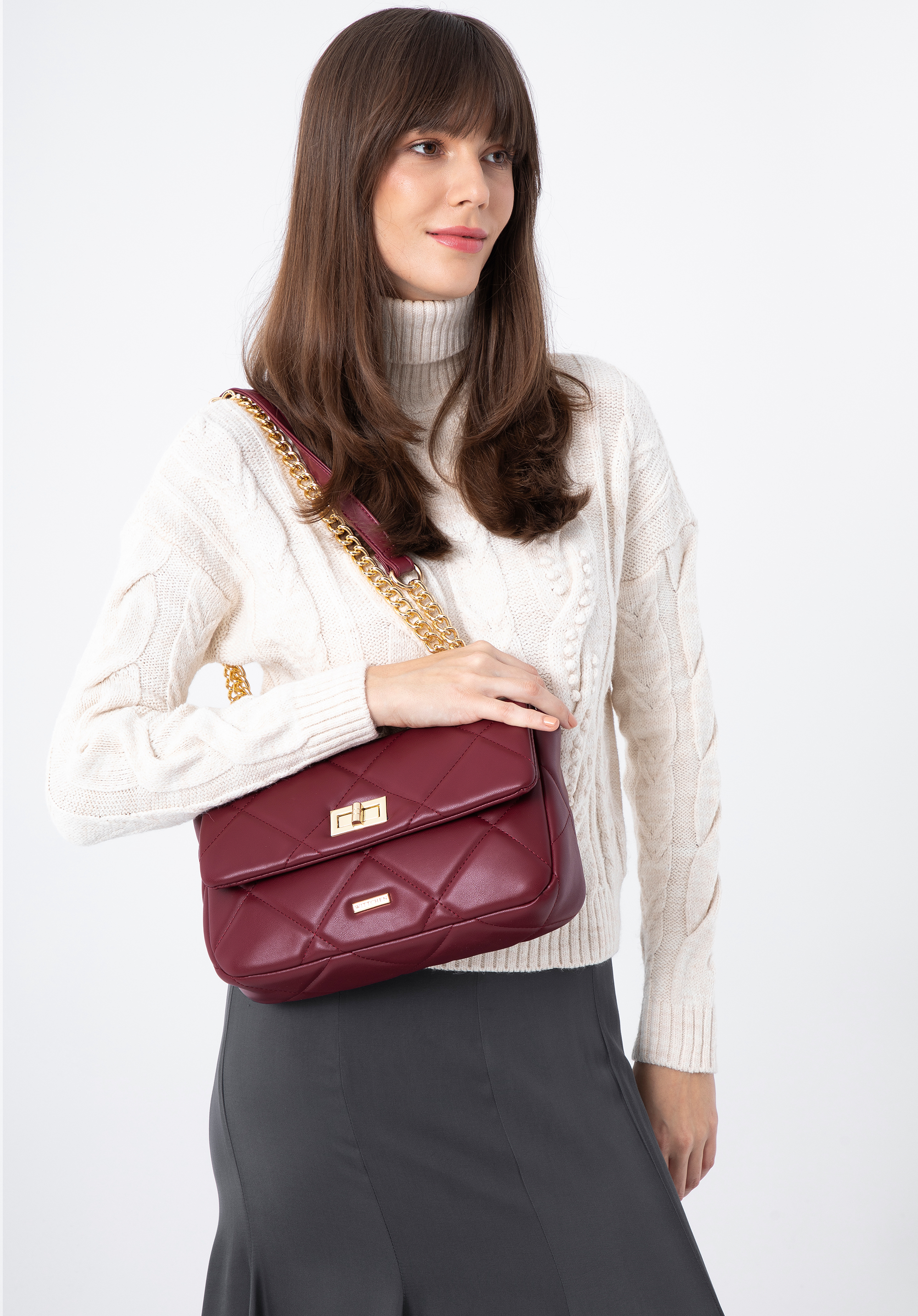Burgundy leather skirt quilt hotsell