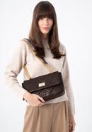 Women's quilted faux leather crossbody bag, dark brown, 97-4Y-229-P, Photo 15